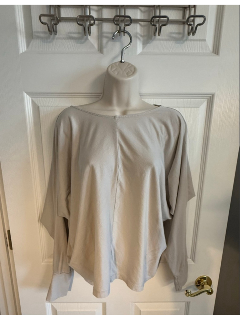 Reiss cotton blend top back tie tan size large